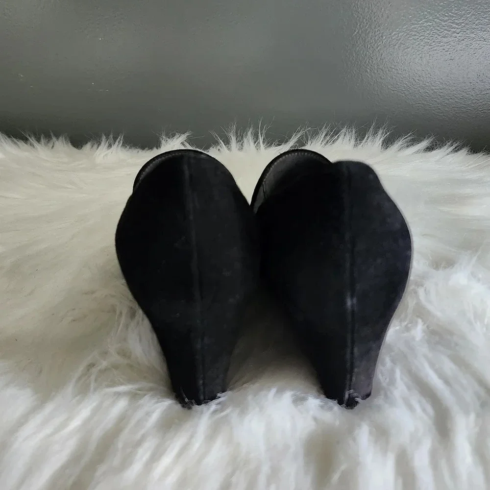 Stuart Weitzman Suede Black Loafer Wedge